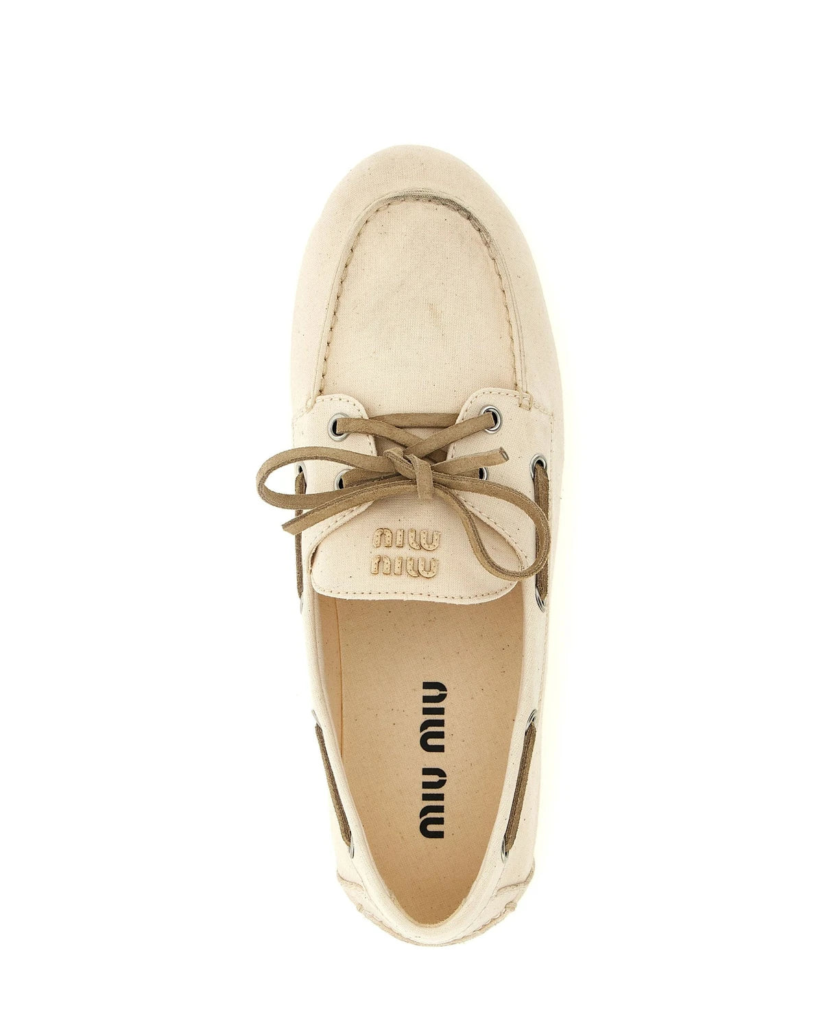 Miu Miu Loafers in beige, Cotton — view 4