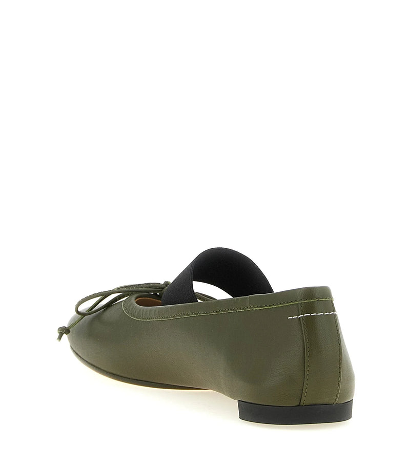 MM6 Maison Margiela Ballet Flats in green, Sheepskin Leather — view 3