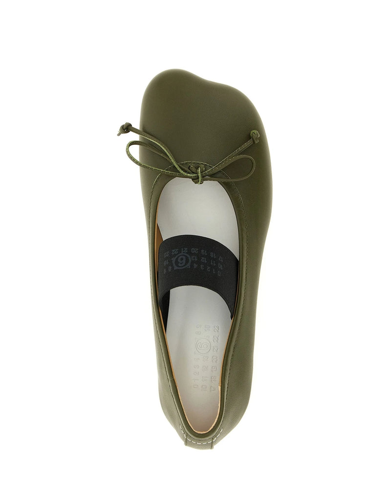 MM6 Maison Margiela Ballet Flats in green, Sheepskin Leather — view 4