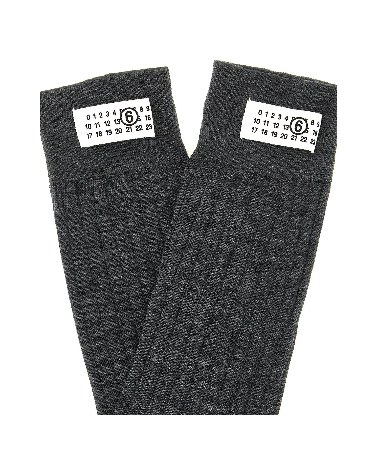 MM6 Maison Margiela Crew Sock in gray, Wool — view 3