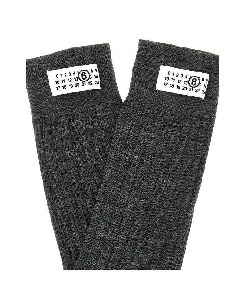 MM6 Maison Margiela Crew Sock in gray, Wool — view 3