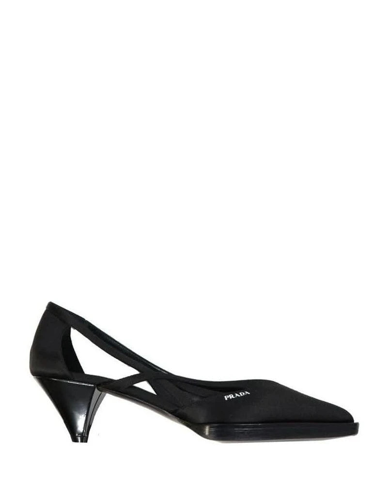 Prada Black Silk Mid Heel Pumps 