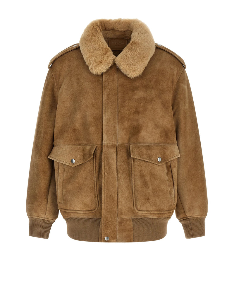 Prada Bomber Jacket in beige, Lamb Leather