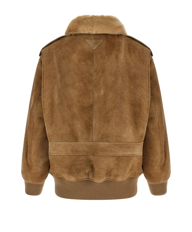 Prada Bomber Jacket in beige, Lamb Leather — view 2