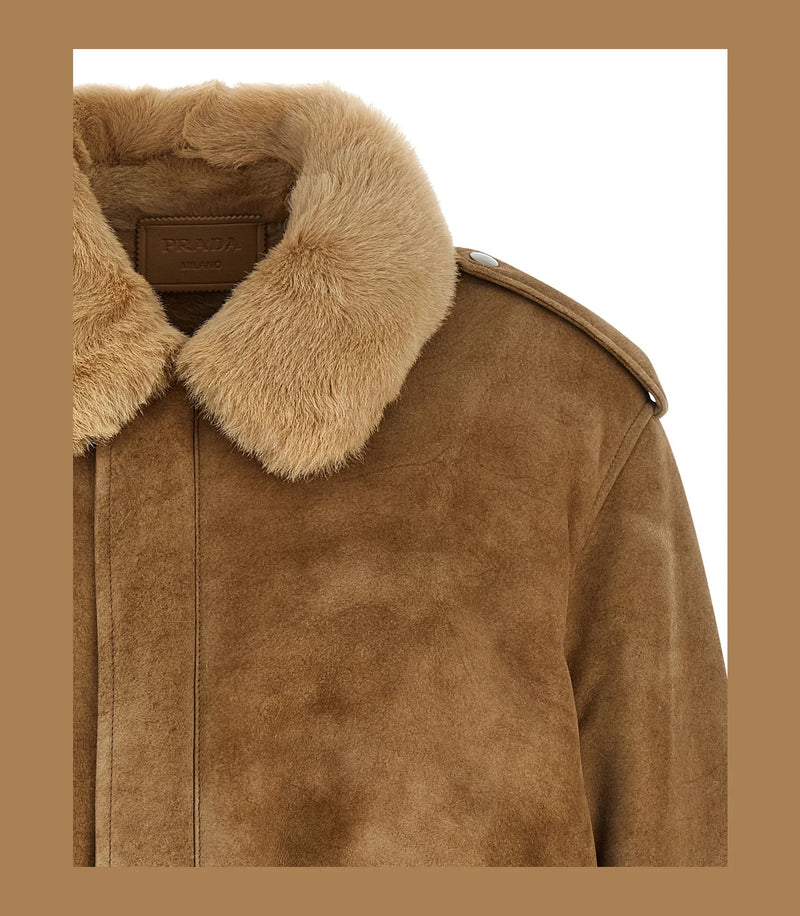 Prada Bomber Jacket in beige, Lamb Leather — view 3