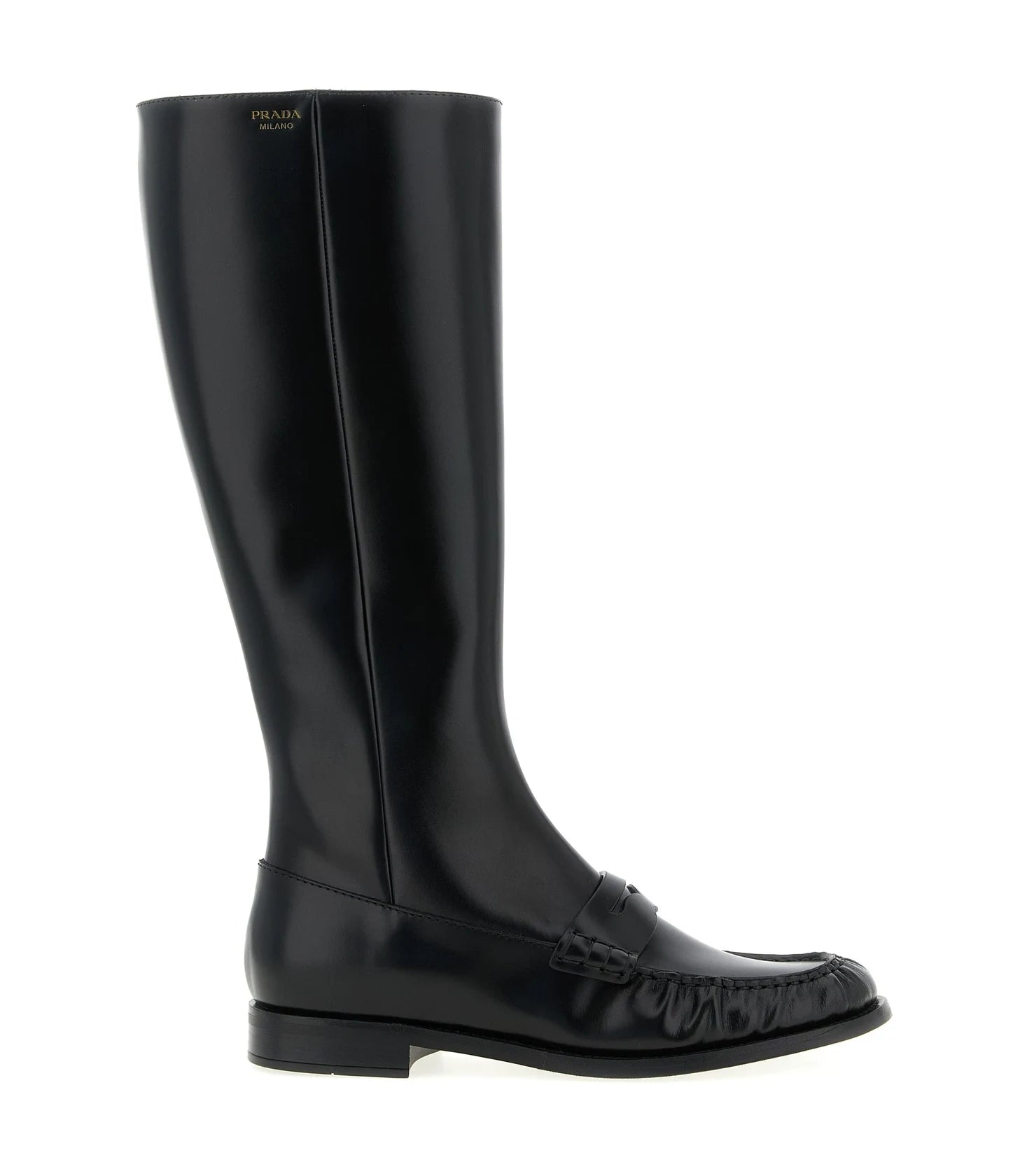 Prada Knee High Boots in black, Calfskin Leather