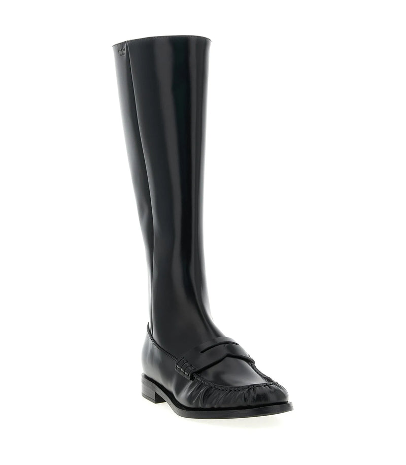 Prada Knee High Boots in black, Calfskin Leather — view 2