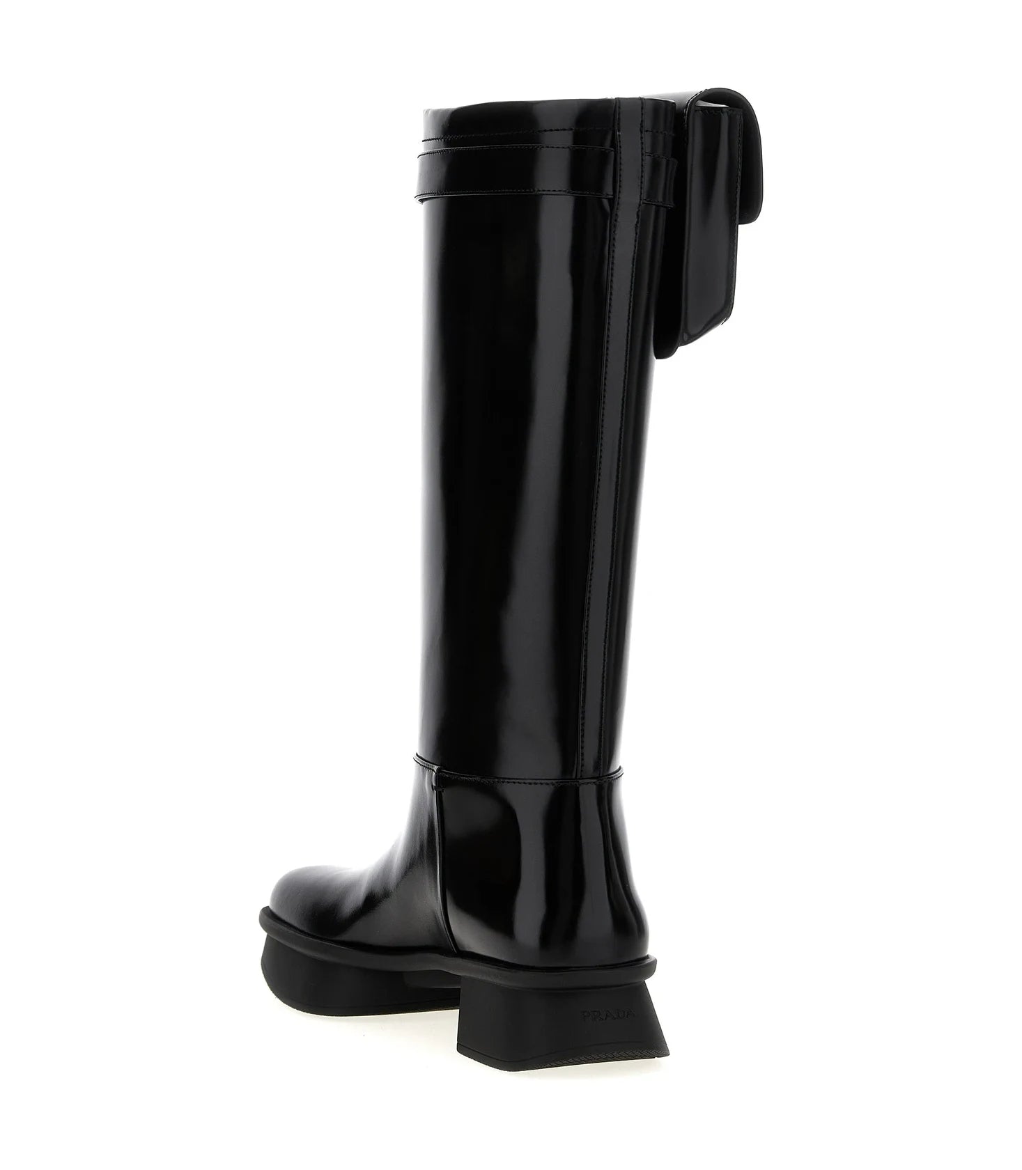 Prada Knee High Boots in black, Calfskin Leather — view 3