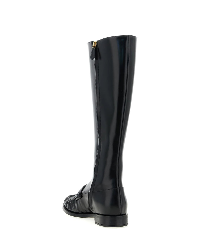 Prada Knee High Boots in black, Calfskin Leather — view 3