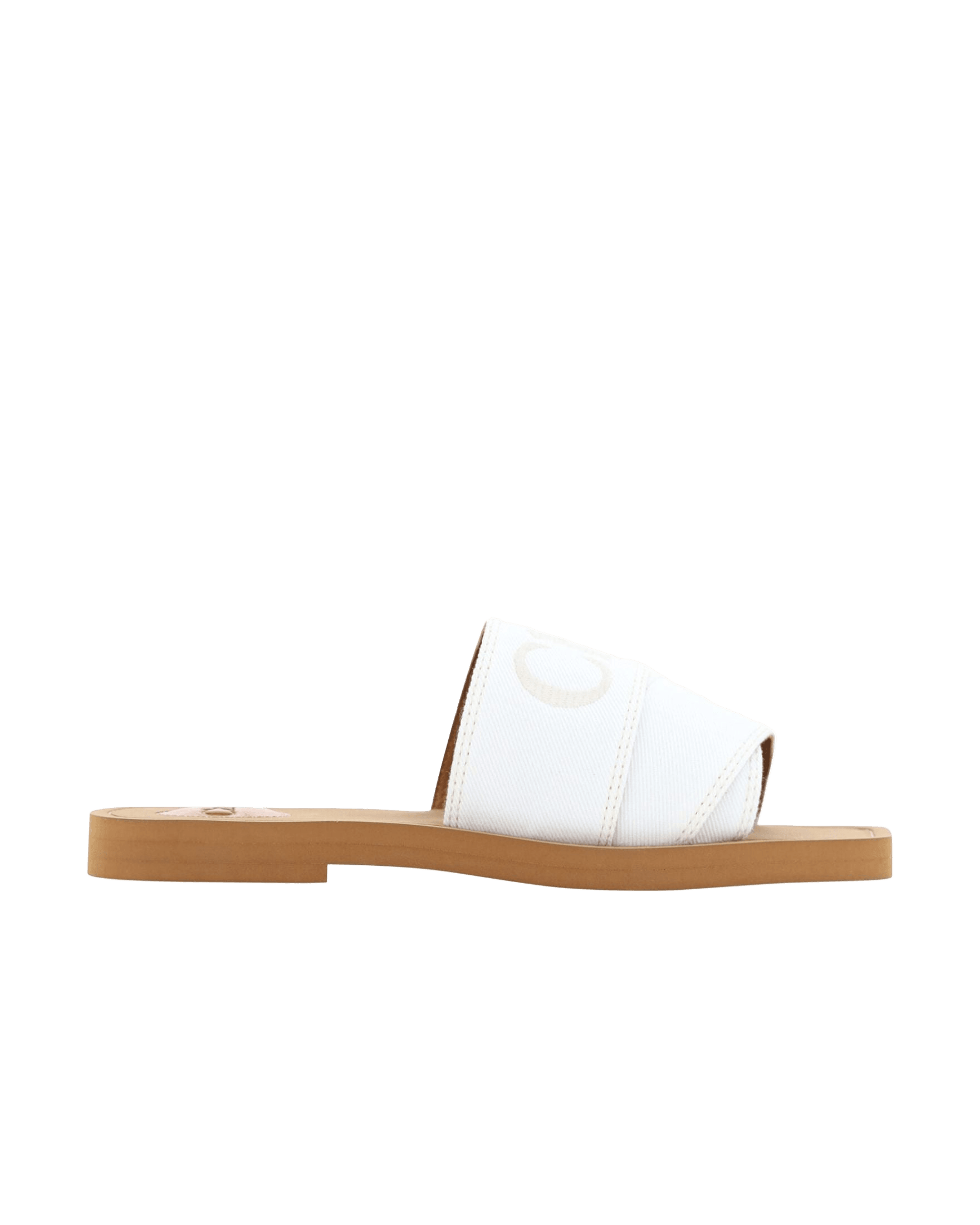 Chloé Elegant Cotton Slide White Sandals Glam Steals