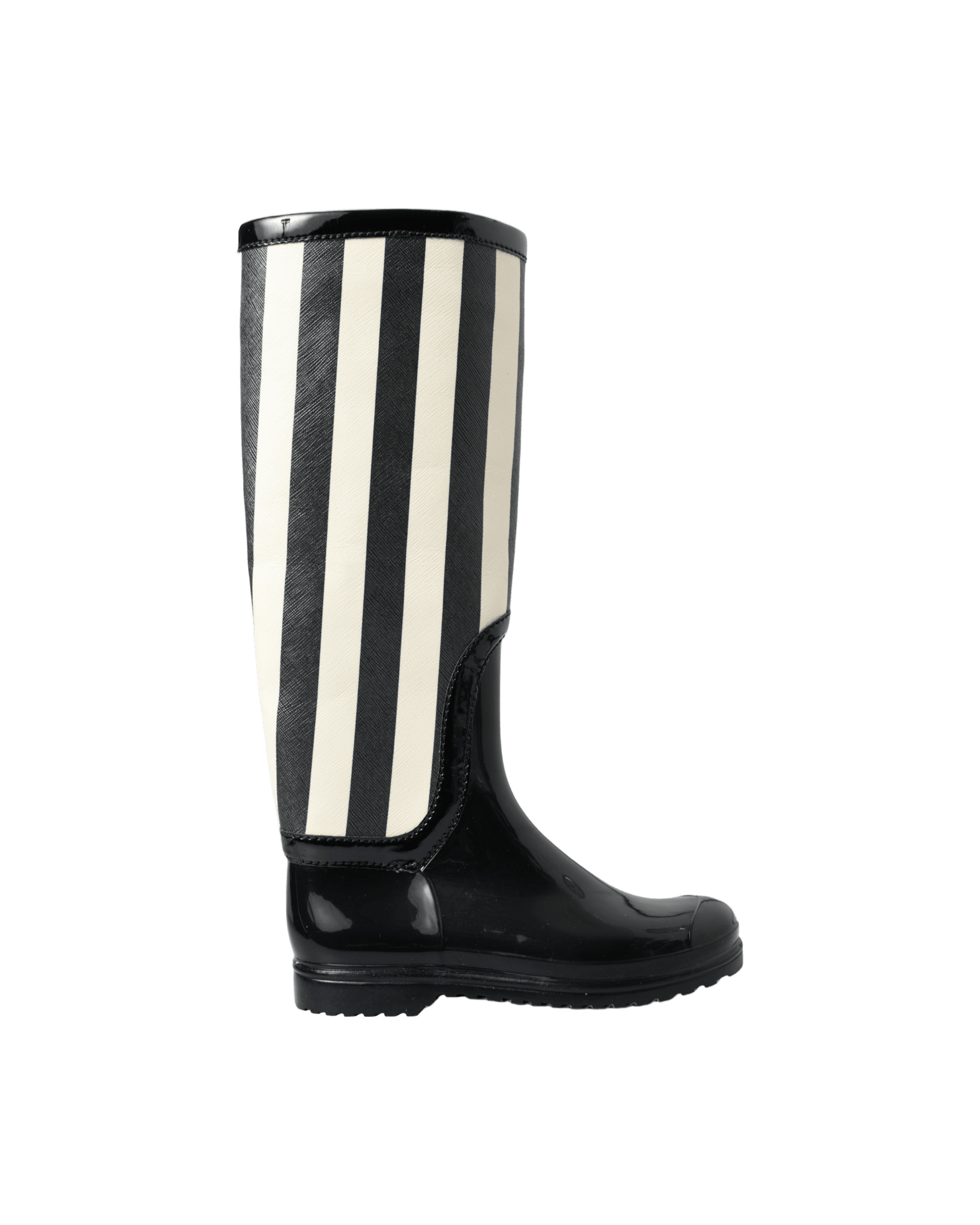 Dolce & Gabbana And Striped Knee High Black White Boots Glam Steals