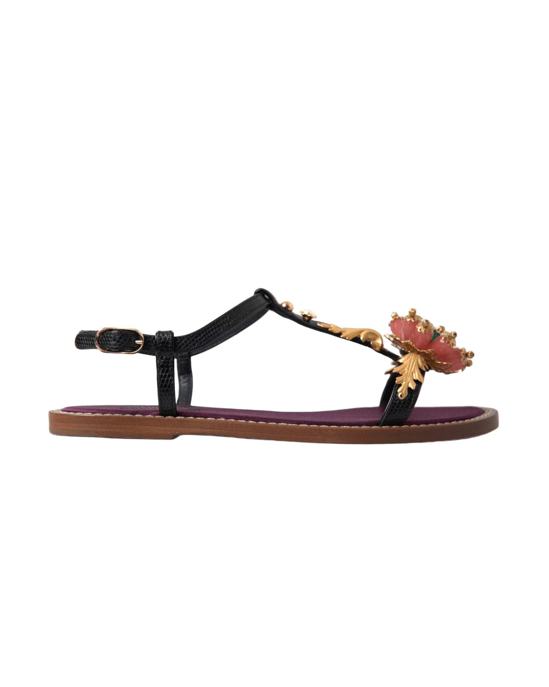 Dolce & Gabbana Elegant Crystal-Adorned Flat Sandals Glam Steals