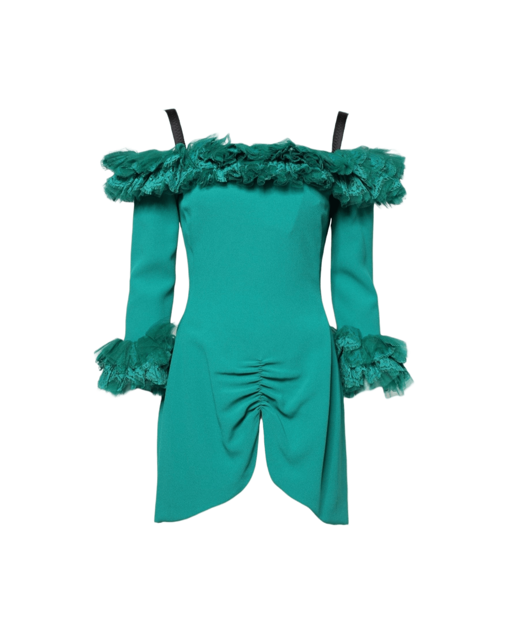 Dolce & Gabbana Green Lace Off Shoulder Sheath Mini Dress Glam Steals