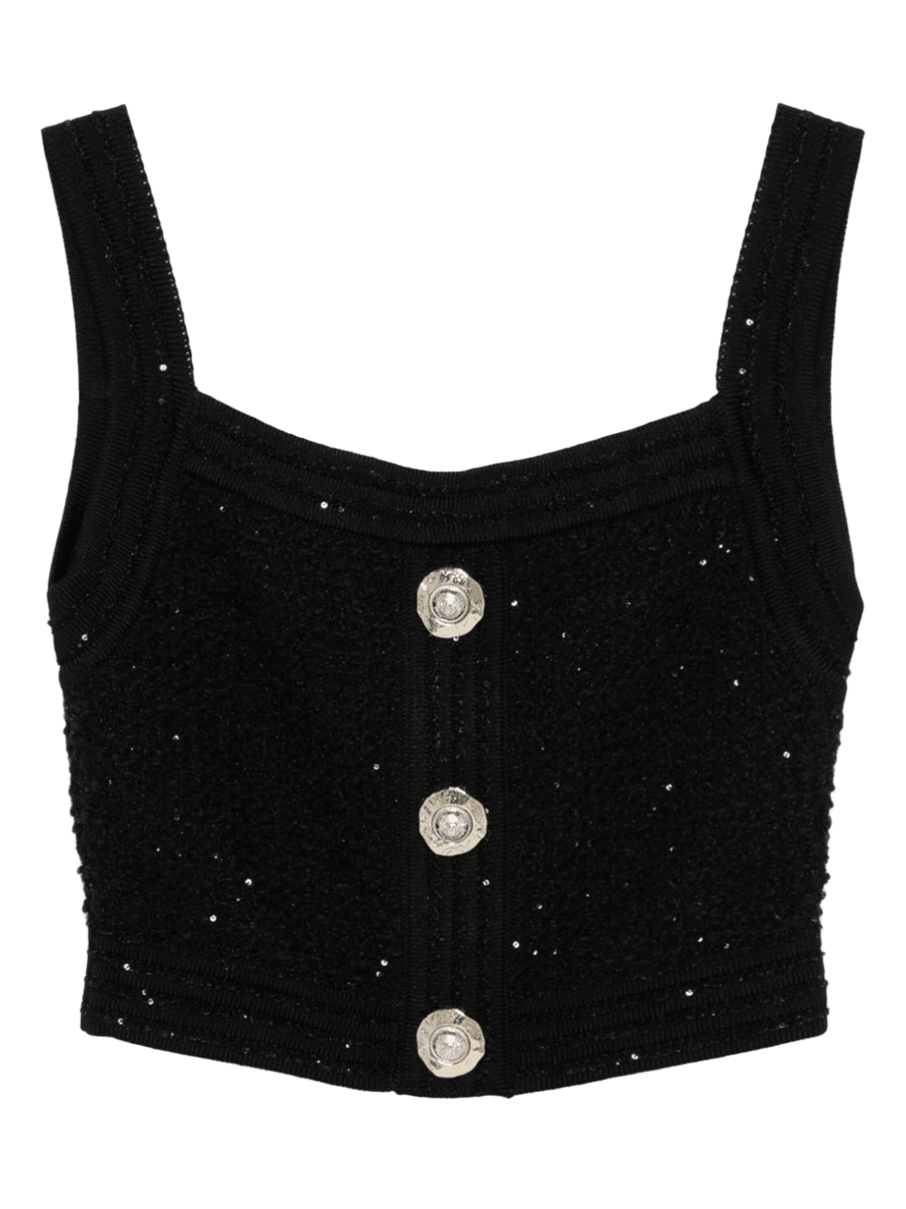 Balmain Black Sleeveless Top Glam Steals