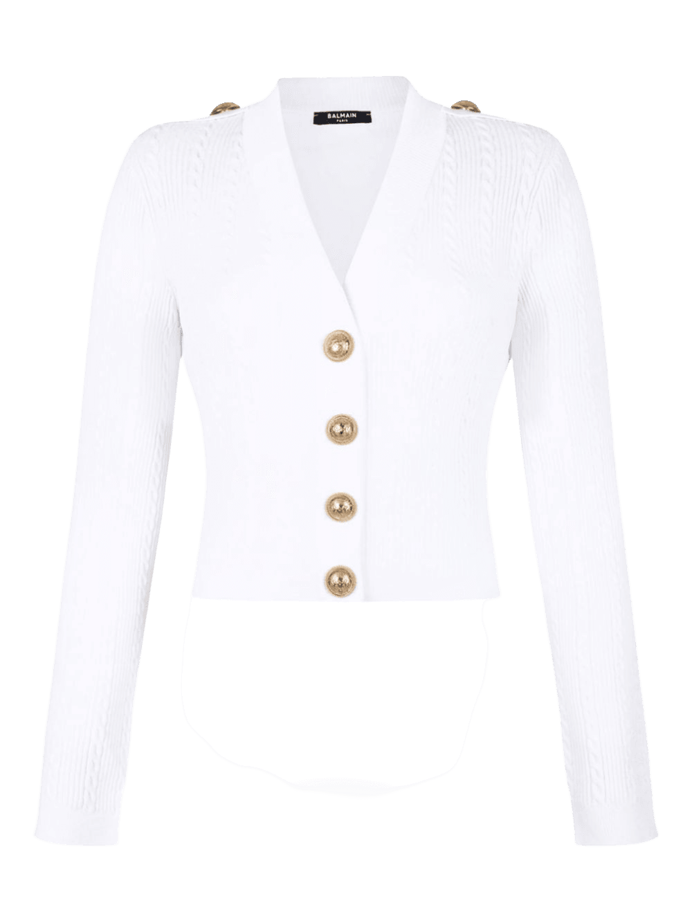 Balmain Button Trim Cable Knit Cardigan Glam Steals