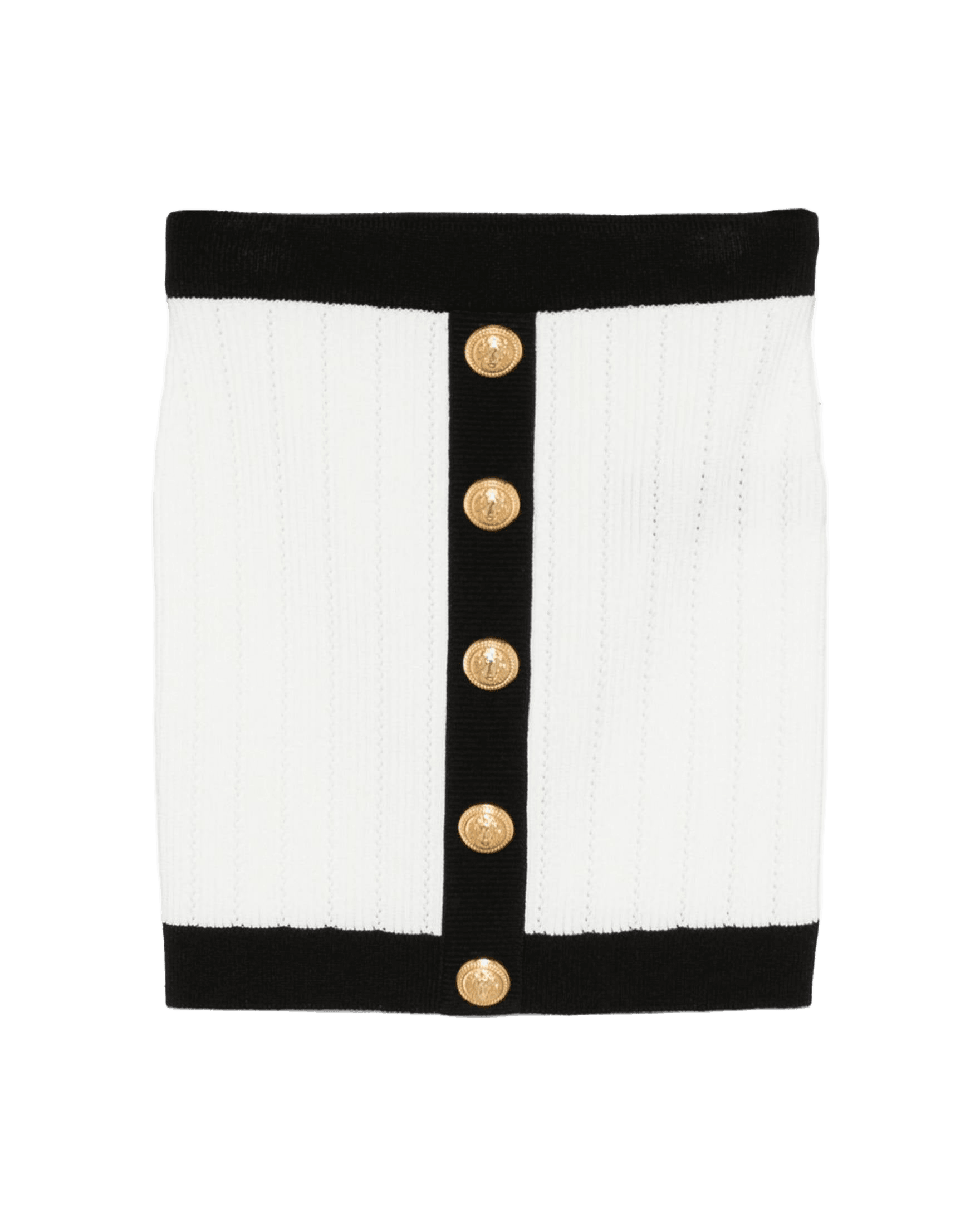 Balmain Button Embellished Ribbed Knit Mini Skirt Glam Steals