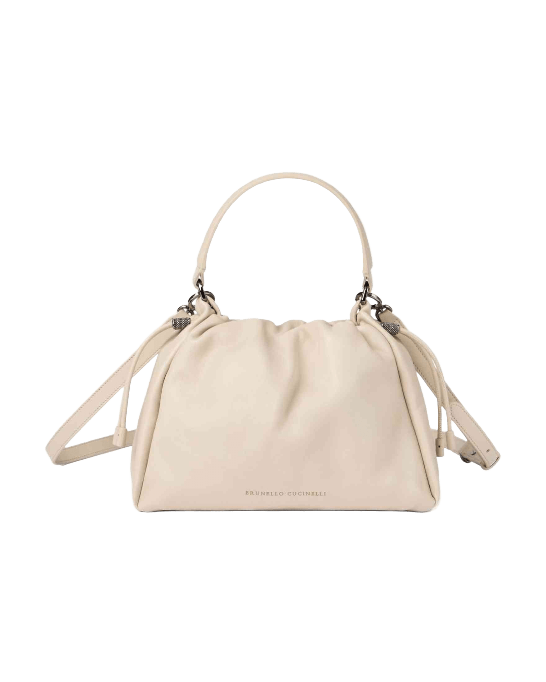 Brunello Cucinelli Leather Mellow Small Bucket Bag in Soft with Monili Glam Steals