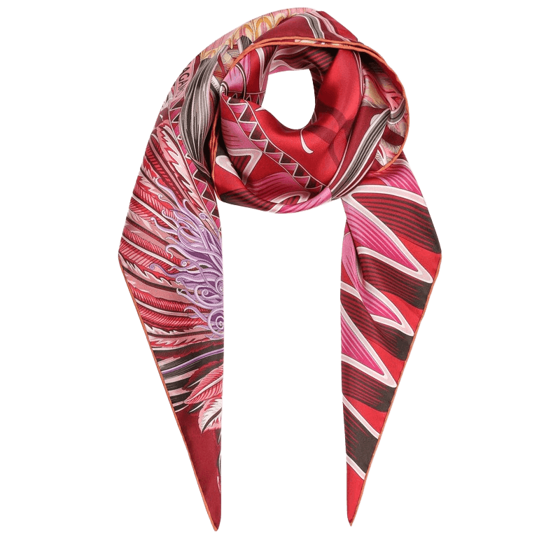 Salvatore Ferragamo Silk Red/bordeaux Scarf with Giada Print Glam Steals