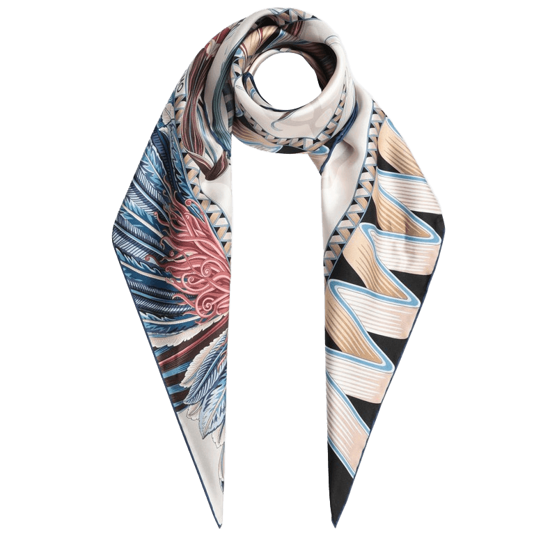 Salvatore Ferragamo Silk Ivory/blue Scarf with Giada Print Glam Steals