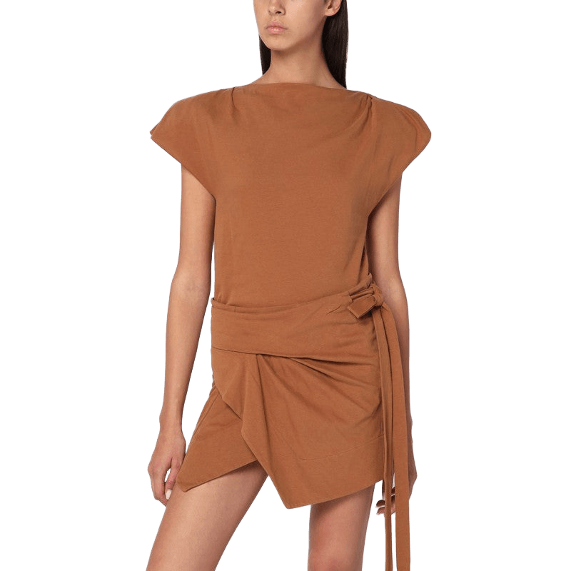Isabel Marant Asymmetrical Sebani T-shirt in Caramel Colour Glam Steals