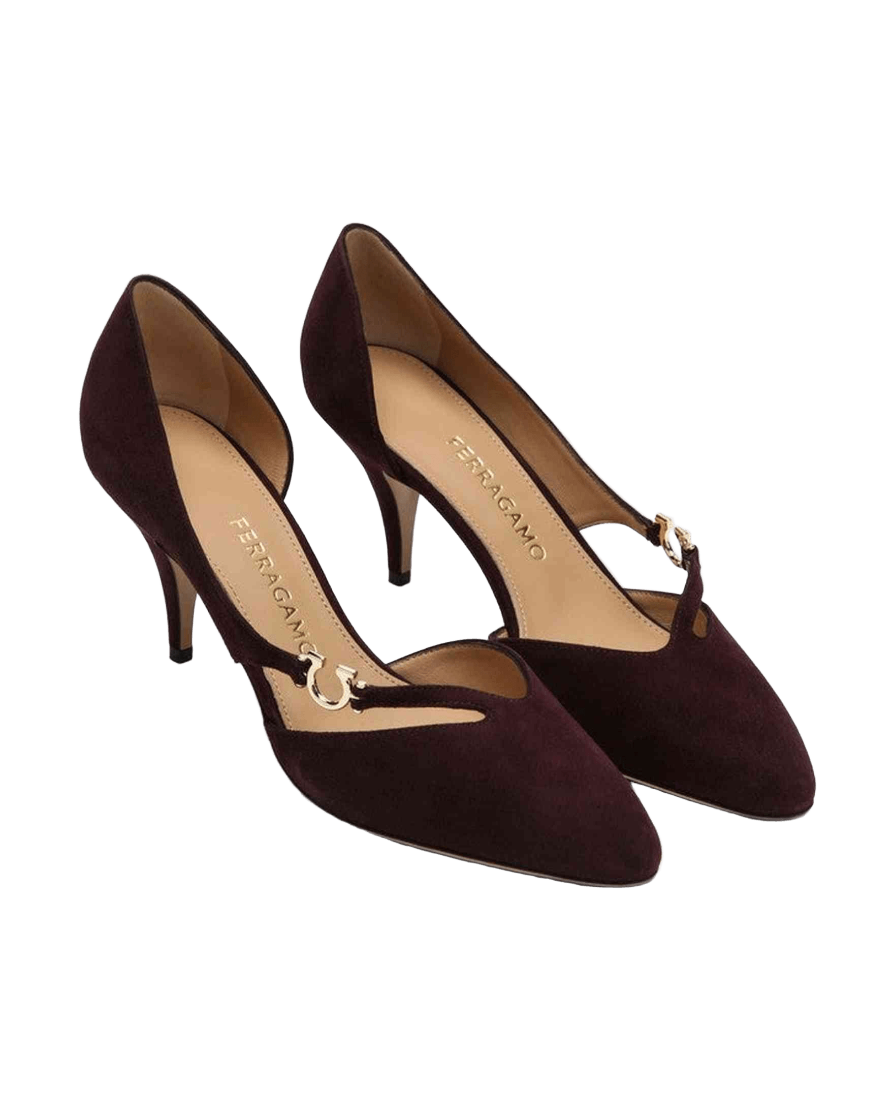 Salvatore Ferragamo Pumps with Gancini Detail Dark Barolo Glam Steals