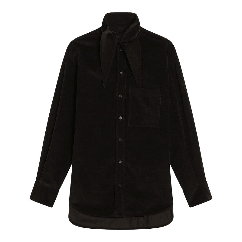 Salvatore Ferragamo Brown Velvet Shirt in Ribbed Glam Steals