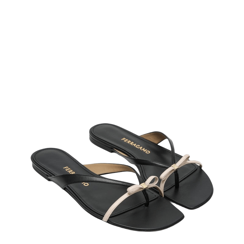 Salvatore Ferragamo Black Mini Bow Flip Flop and Powdery / Narrow Fit Glam Steals