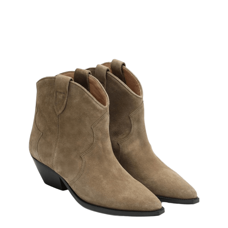 Isabel Marant Beige Suede Cowboy Ankle Boots Dewina Glam Steals