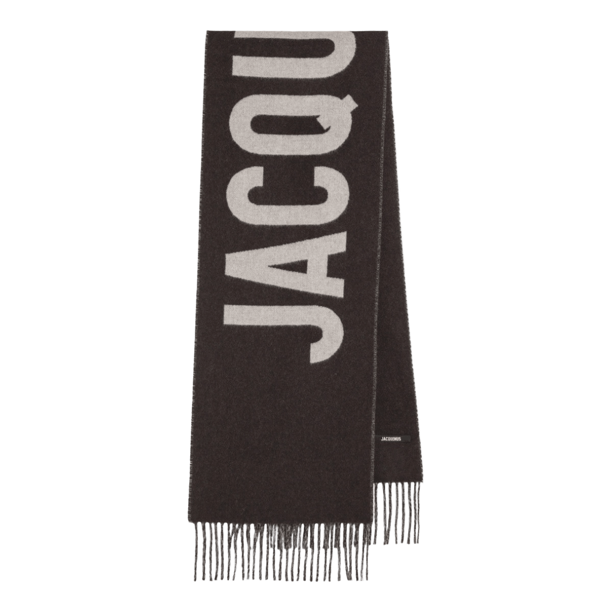 JACQUEMUS Multi-brown wool scarf with logo Glam Steals