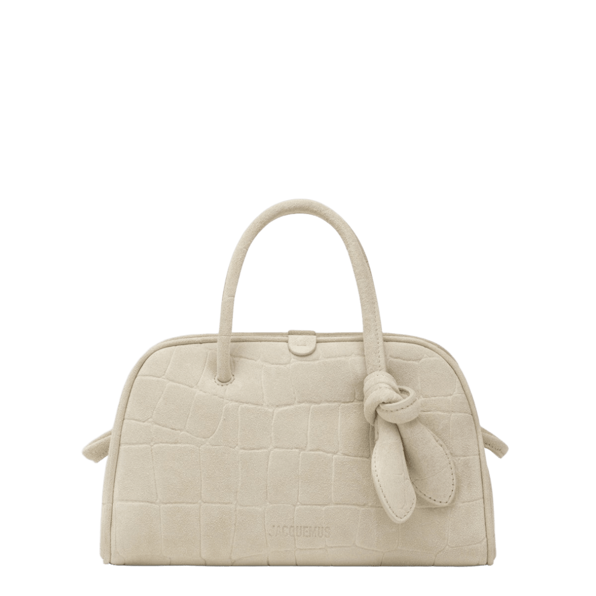 JACQUEMUS Ivory crocodile effect leather travel bag Glam Steals