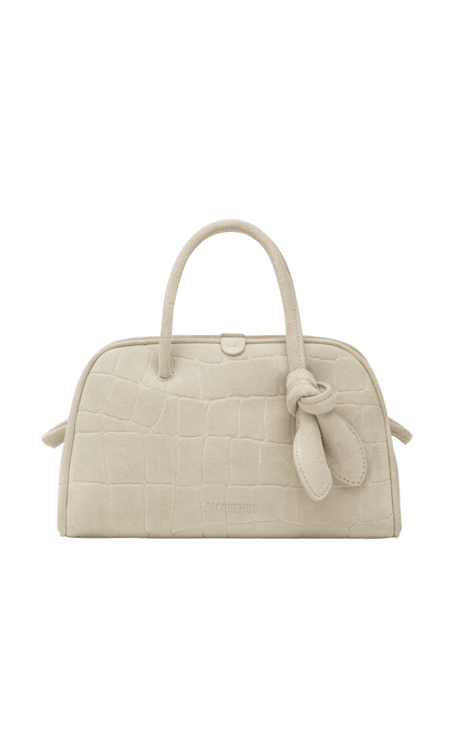JACQUEMUS Ivory crocodile effect leather travel bag Glam Steals