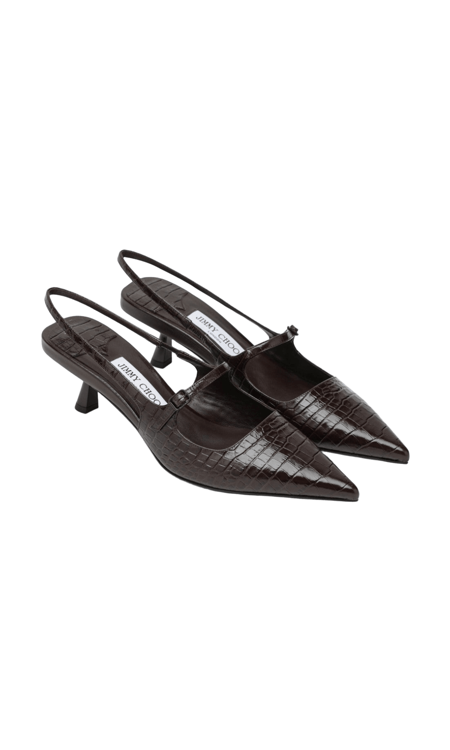 Jimmy Choo Didi 45 brown crocodile effect neckline Glam Steals