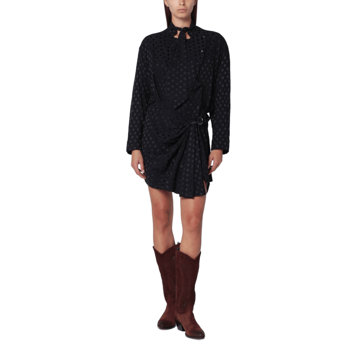 ISABEL MARANT Black polka-dot silk-blend dress Glam Steals
