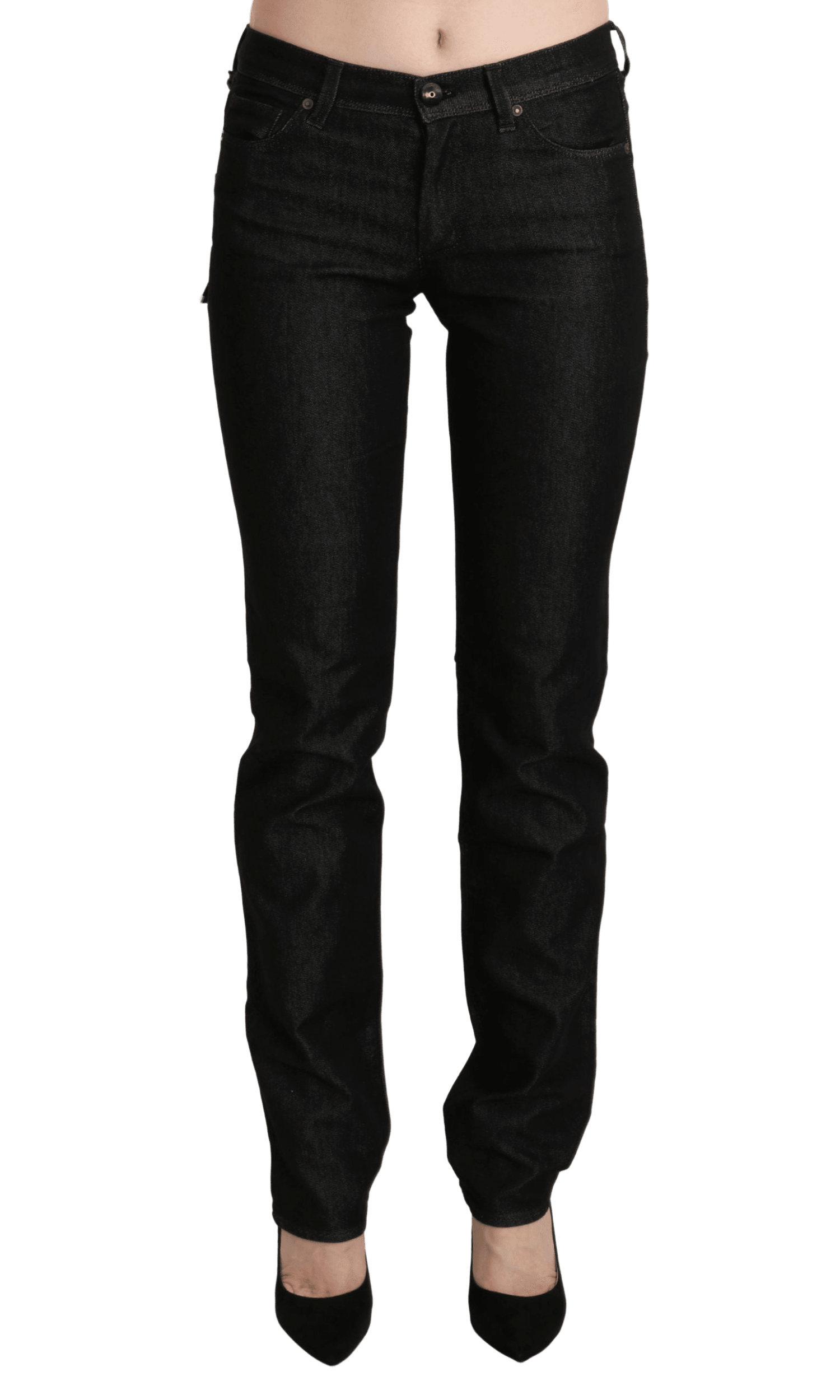 Ermanno Scervino Black Denim Mid Waist Skinny Slim Trouser Glam Steals
