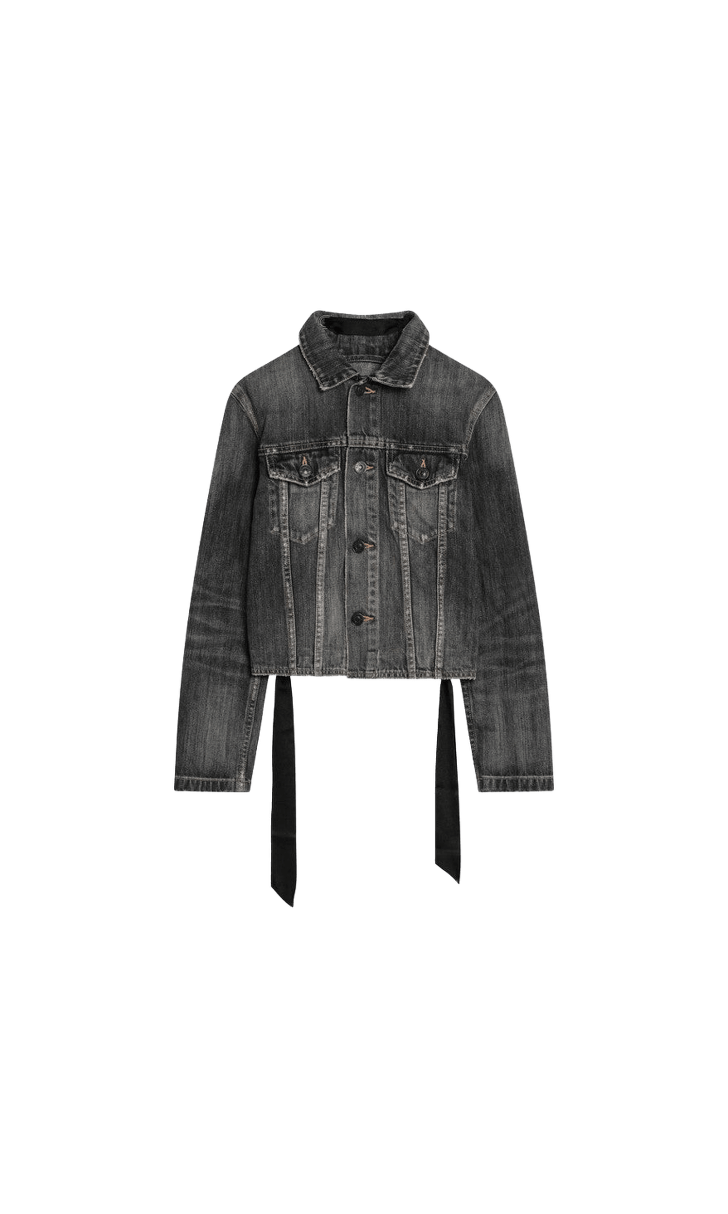 Balenciaga Dark grey denim jacket with laces Glam Steals