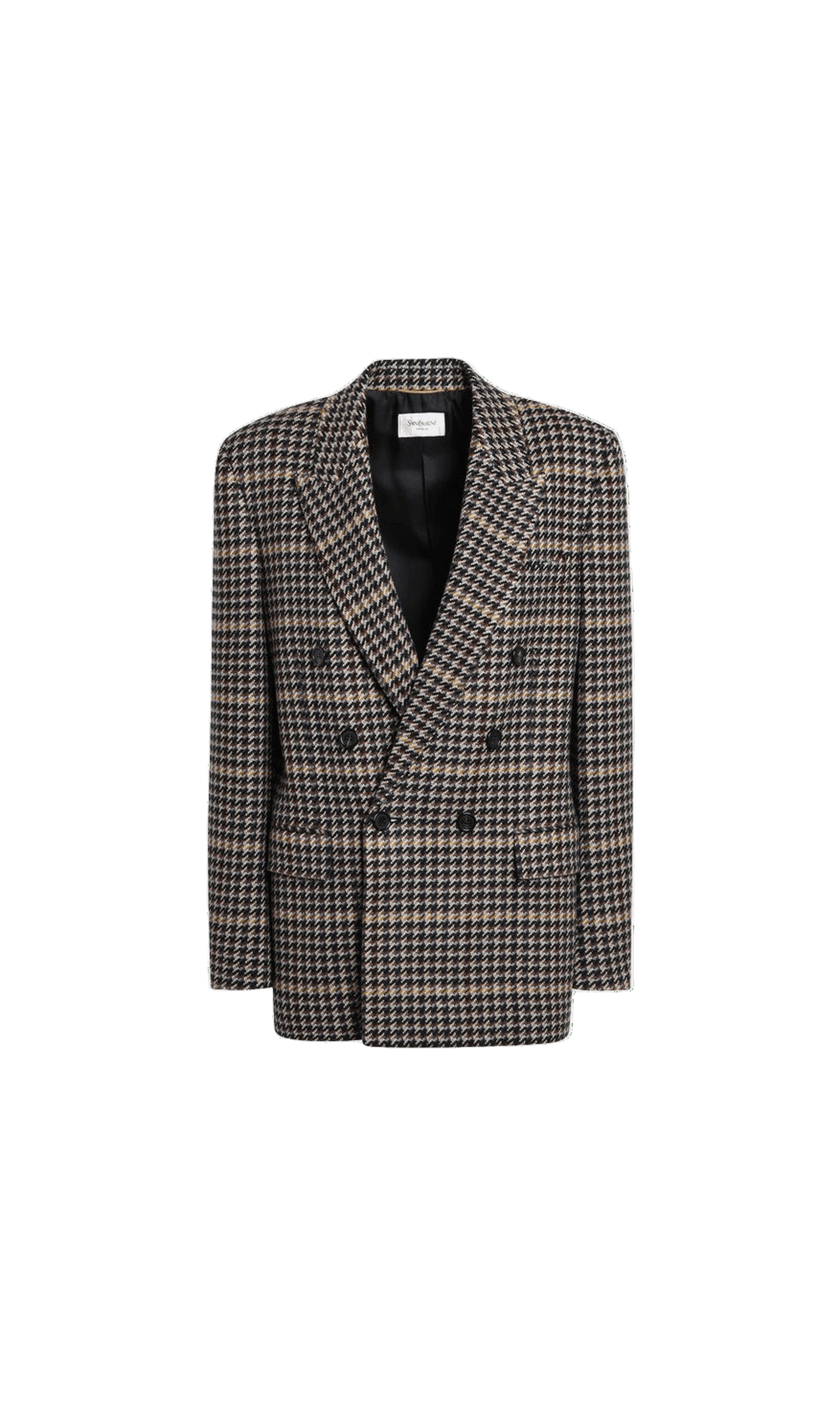 Saint Laurent Wool Double Breasted Checked Jacket Glam Steals