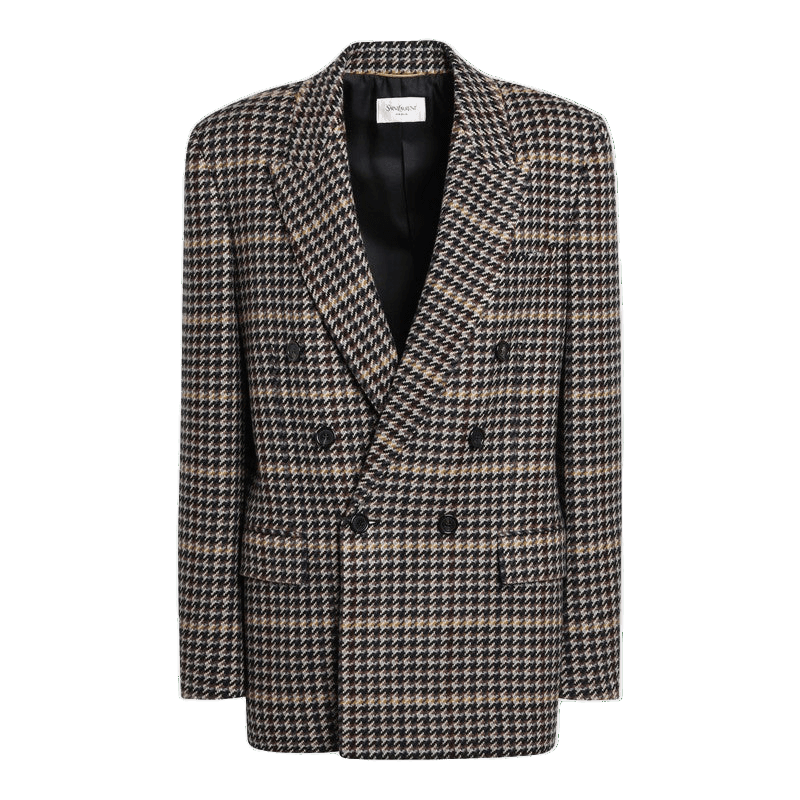 Saint Laurent Wool Double Breasted Checked Jacket Glam Steals
