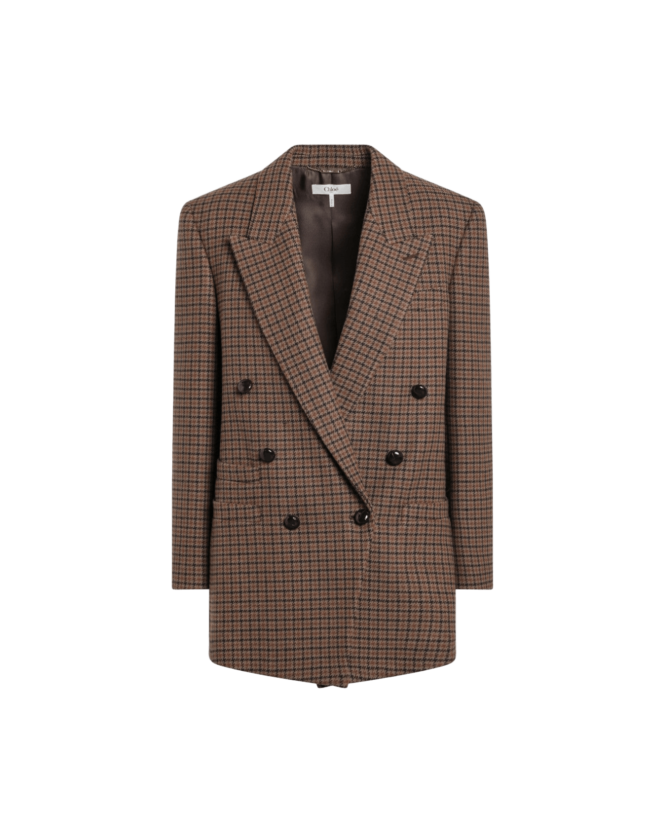 Chloé Brown/black Houndstooth Double Breasted Jacket Glam Steals