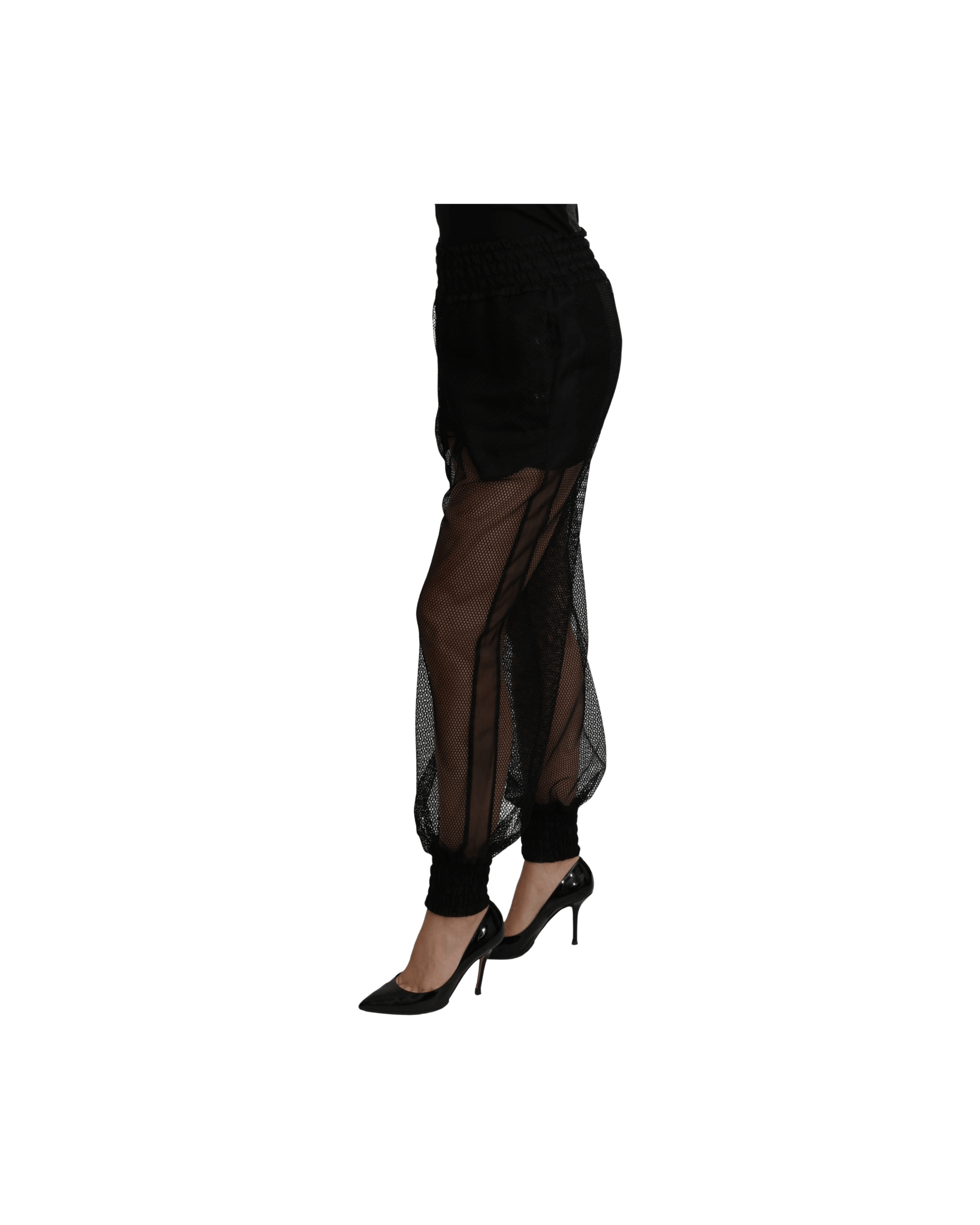 Dolce & Gabbana Black Polyester and See Through Jogger Pant Glam Steals