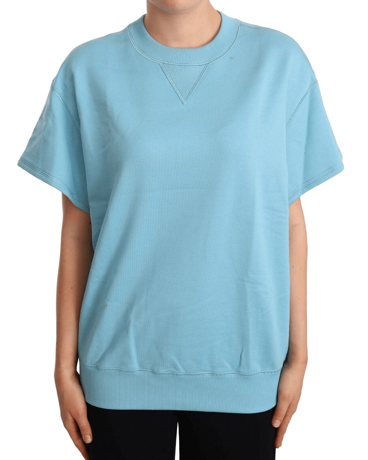 Dolce & Gabbana Blue Cotton and Short Sleeves Crew Neck Top Glam Steals