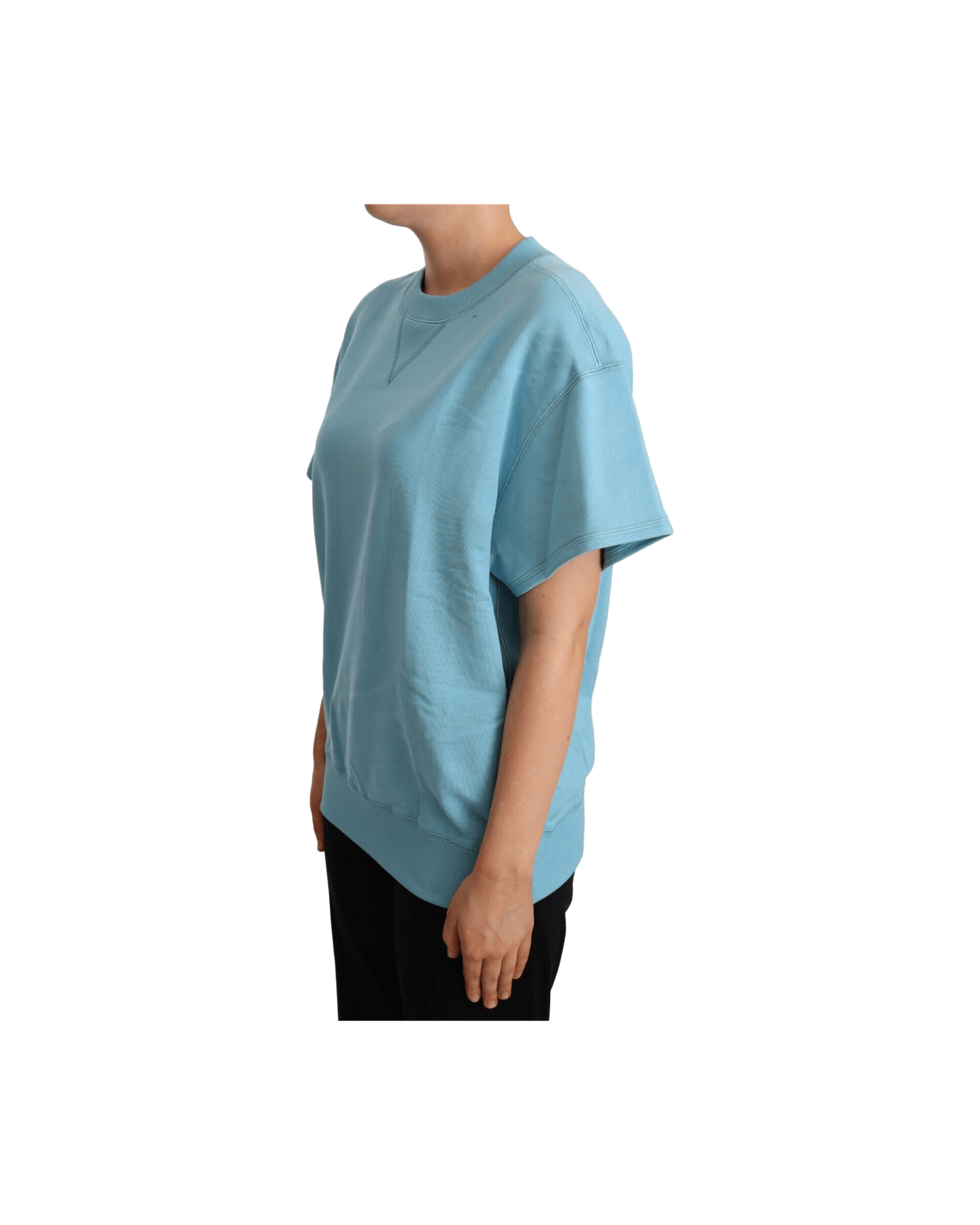Dolce & Gabbana Blue Cotton and Short Sleeves Crew Neck Top Glam Steals