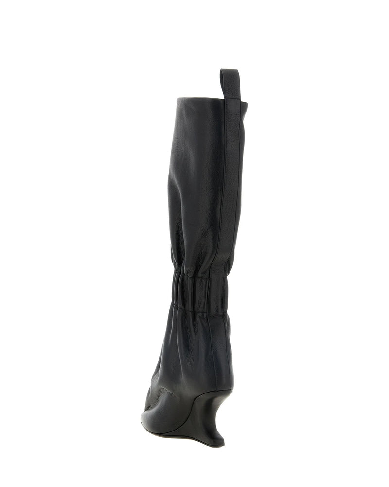 Rick Owens Knee High Boots in black, Calfskin Leather — view 3