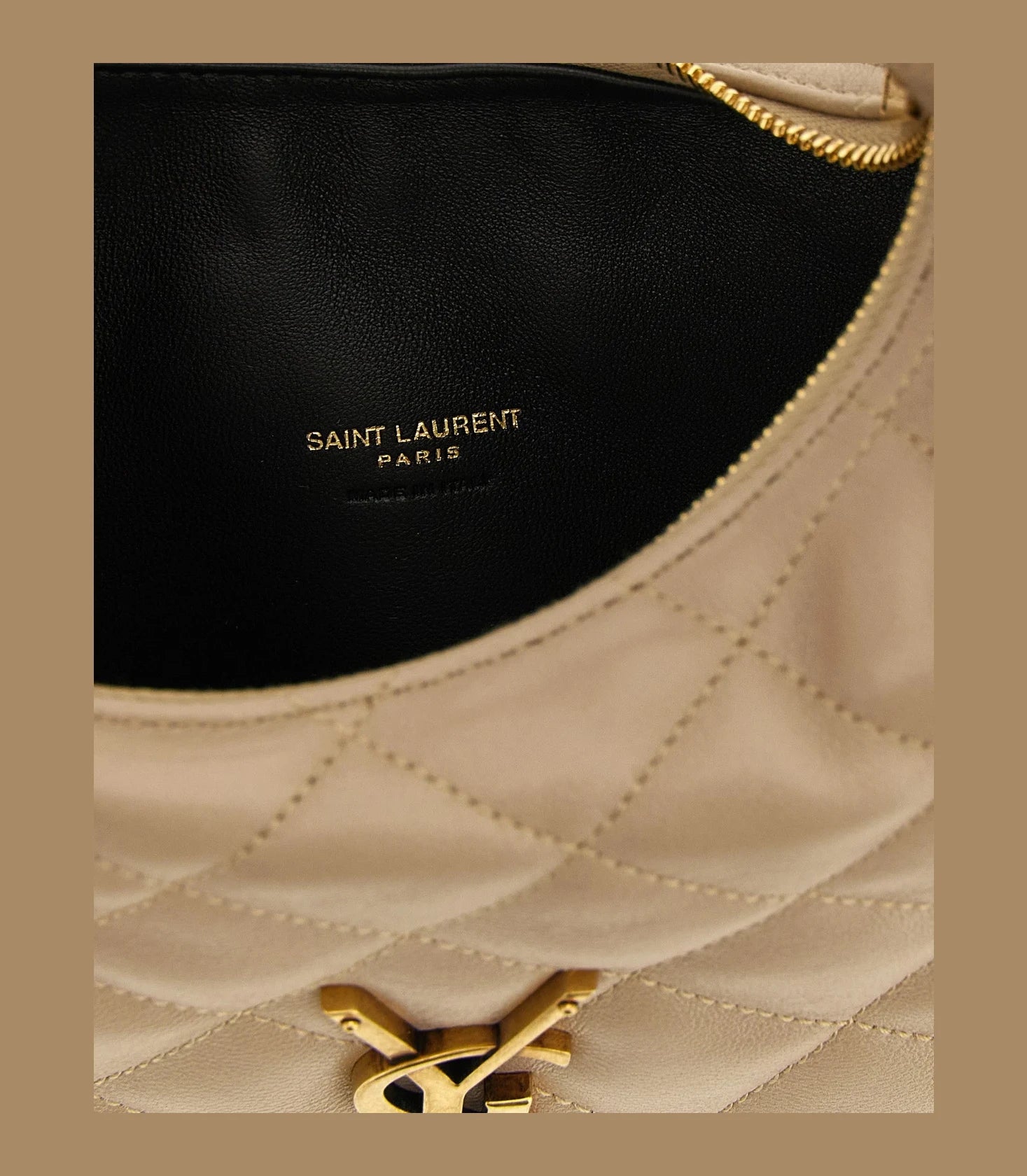 Saint Laurent Hobo Bag in beige, Lamb Leather — view 4