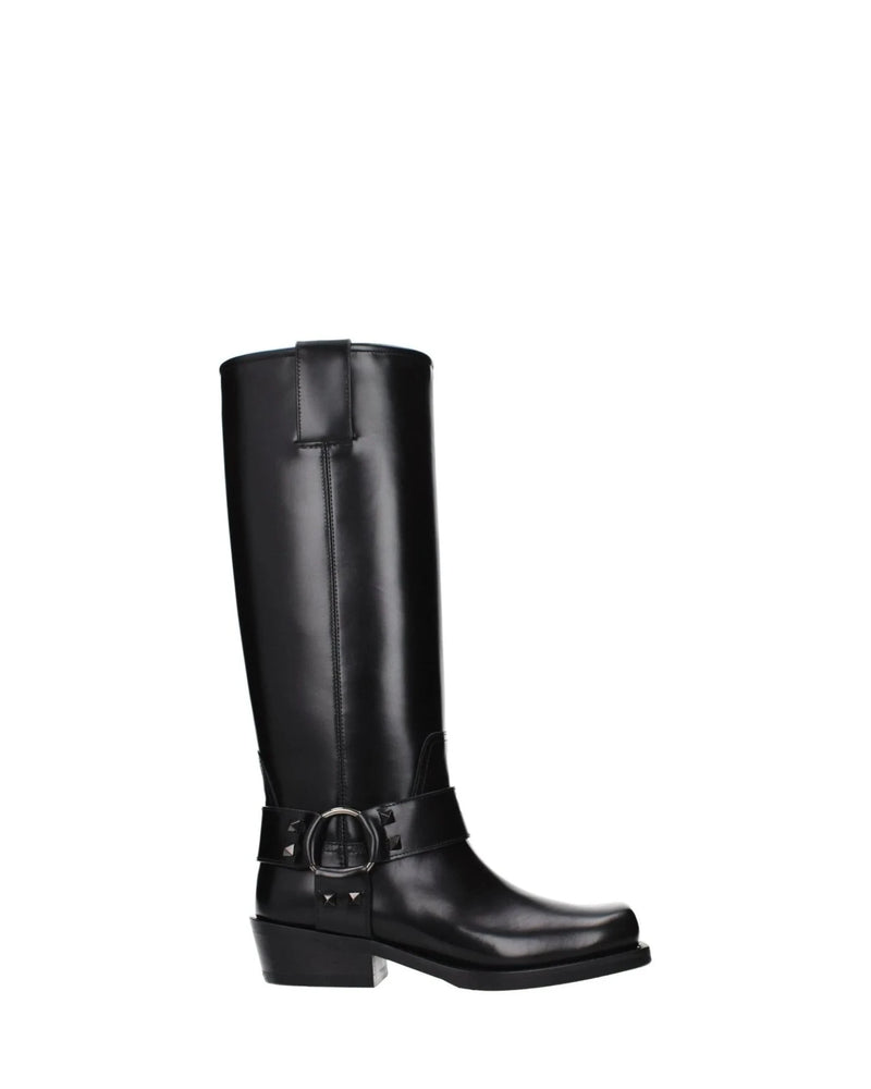 Valentino Garavani Black Leather Boots Boots