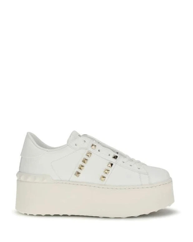 Valentino Garavani White Calf Leather Bos Taurus Platform Sneakers 