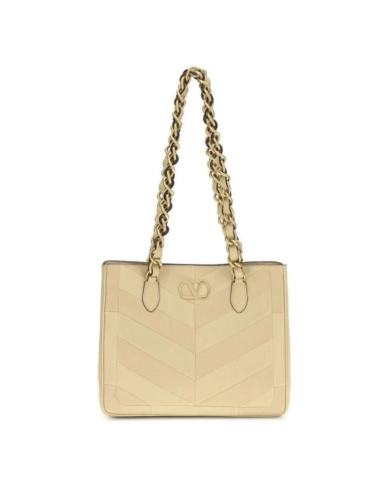 Valentino Garavani Gold Calf Leather Bos Taurus Shoulder Bag 