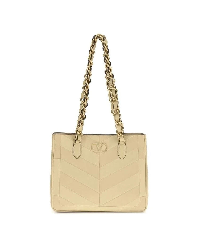 Valentino Garavani Gold Calf Leather Bos Taurus Shoulder Bag 