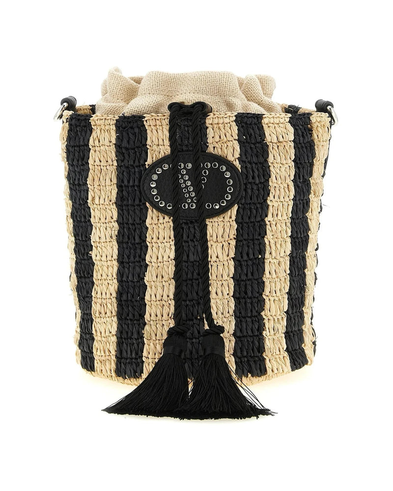 Valentino Garavani Bucket Bag in black, Straw