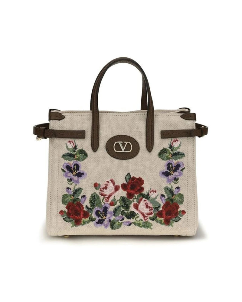 Valentino Garavani Satchel Bag in beige, Linen