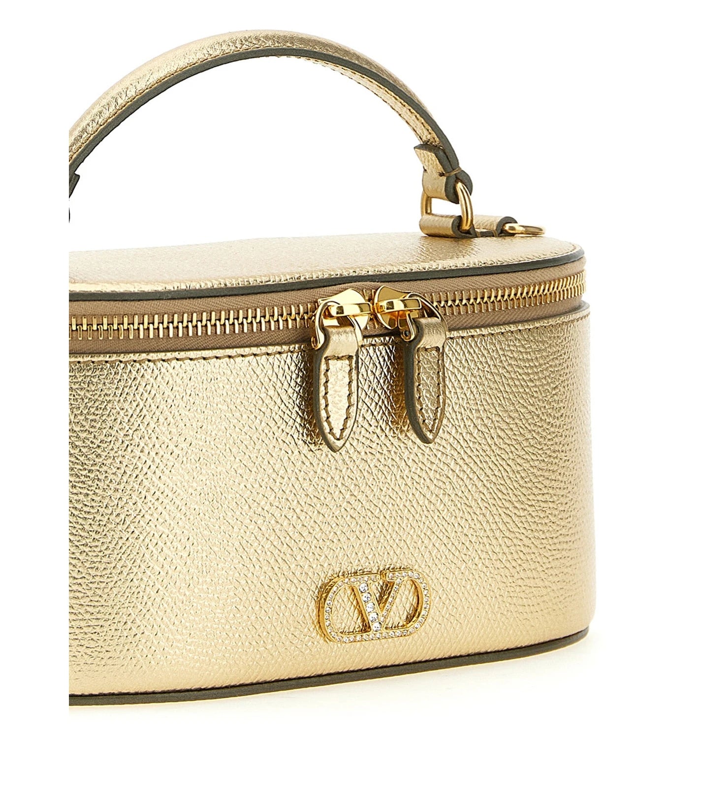 Valentino Garavani Makeup Bag in gold, Calfskin Leather — view 3